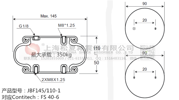 JBF145/110-1橡膠<a href='http://m.katu168.com/' target='_blank'><u>空氣彈簧</u></a>