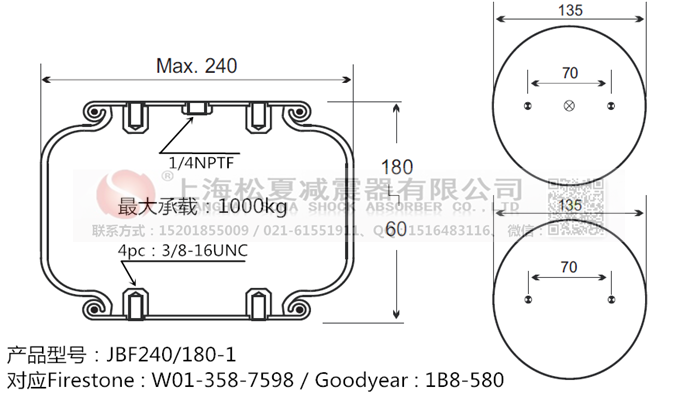 JBF240-180-1橡膠<a href='http://m.katu168.com/' target='_blank'><u>空氣彈簧</u></a>