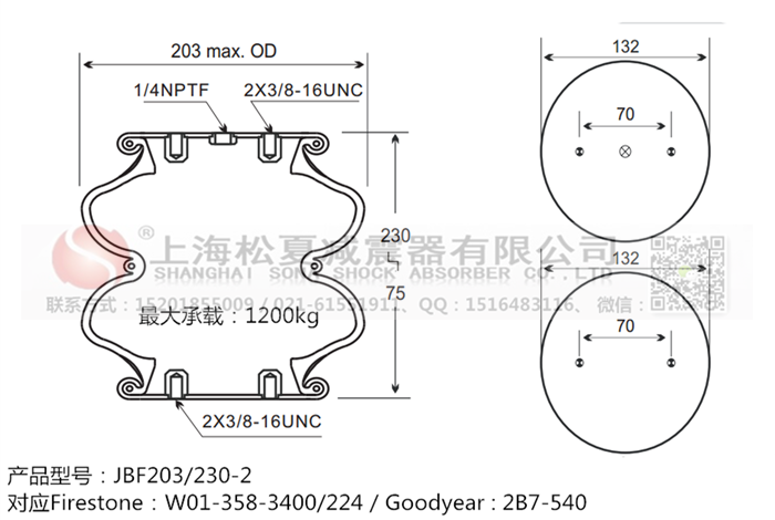 JBF203/230-2橡膠<a href='http://m.katu168.com/' target='_blank'><u>空氣彈簧</u></a>