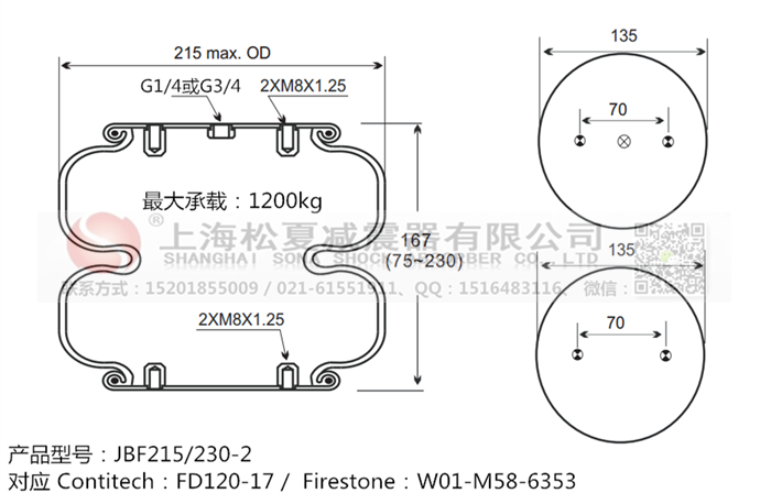 JBF215/230-2橡膠<a href='http://m.katu168.com/' target='_blank'><u>空氣彈簧</u></a>
