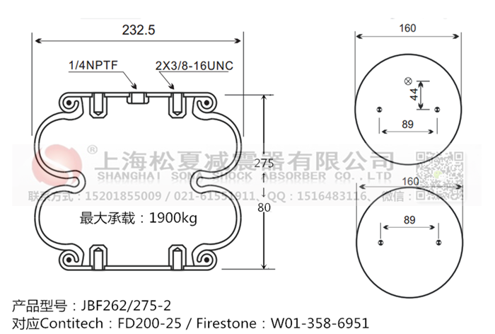 JBF262/275-2橡膠<a href='http://m.katu168.com/' target='_blank'><u>空氣彈簧</u></a>