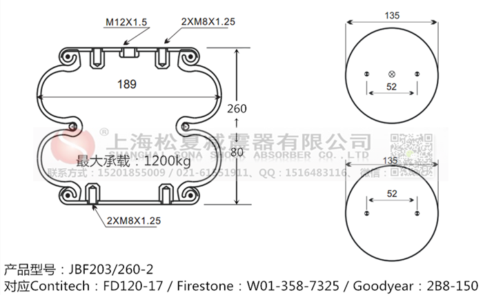 JBF203/260-2橡膠<a href='http://m.katu168.com/' target='_blank'><u>空氣彈簧</u></a>